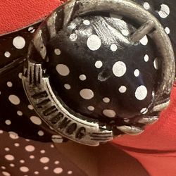 John FLUEVOG Women”s Platform Mary Jane Heel Red Berry Polka dots Size 8 