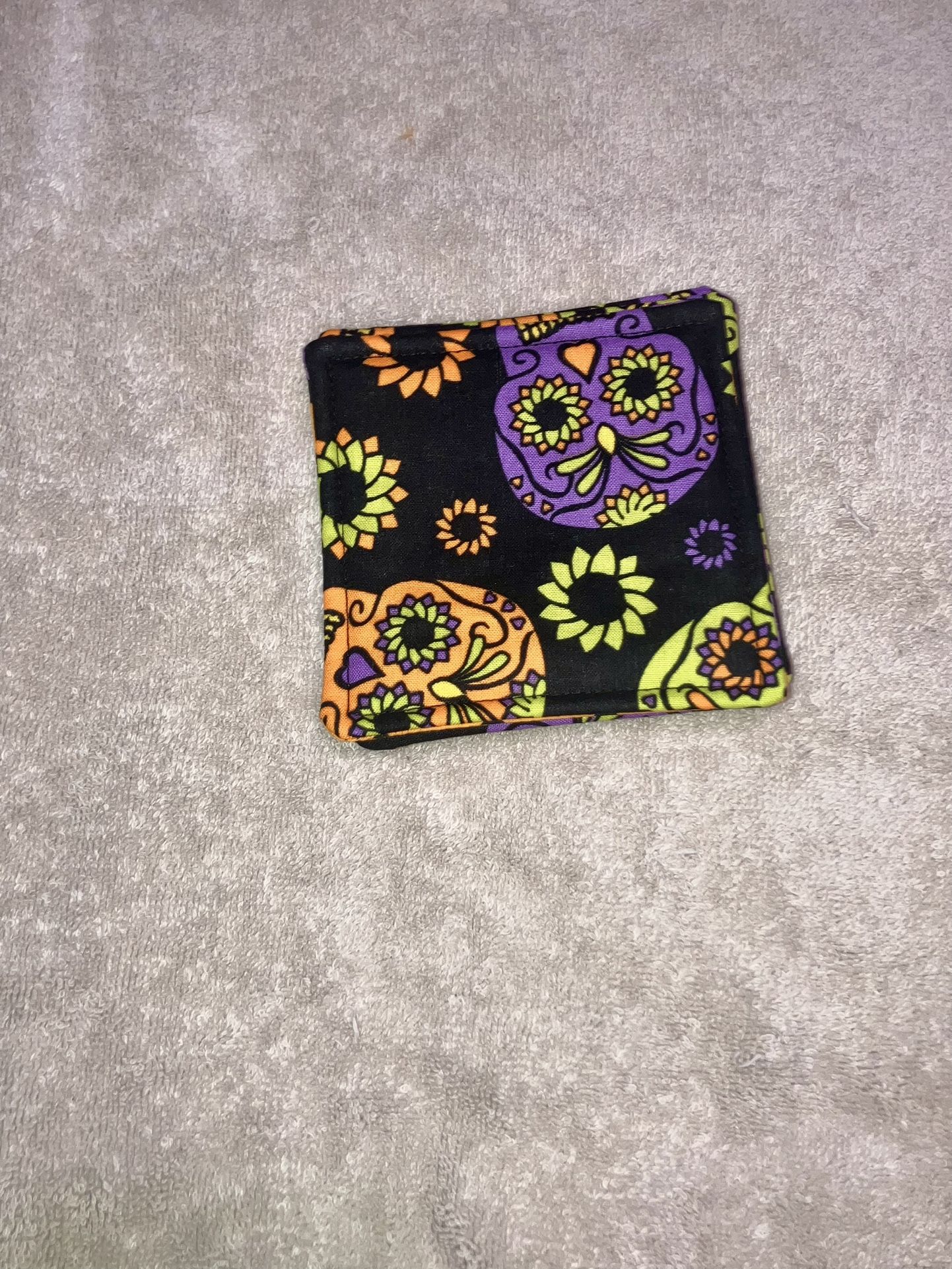 Handmade Machine Sewn Halloween Pattern Set Of 4 Coasters — 4”x4.5”