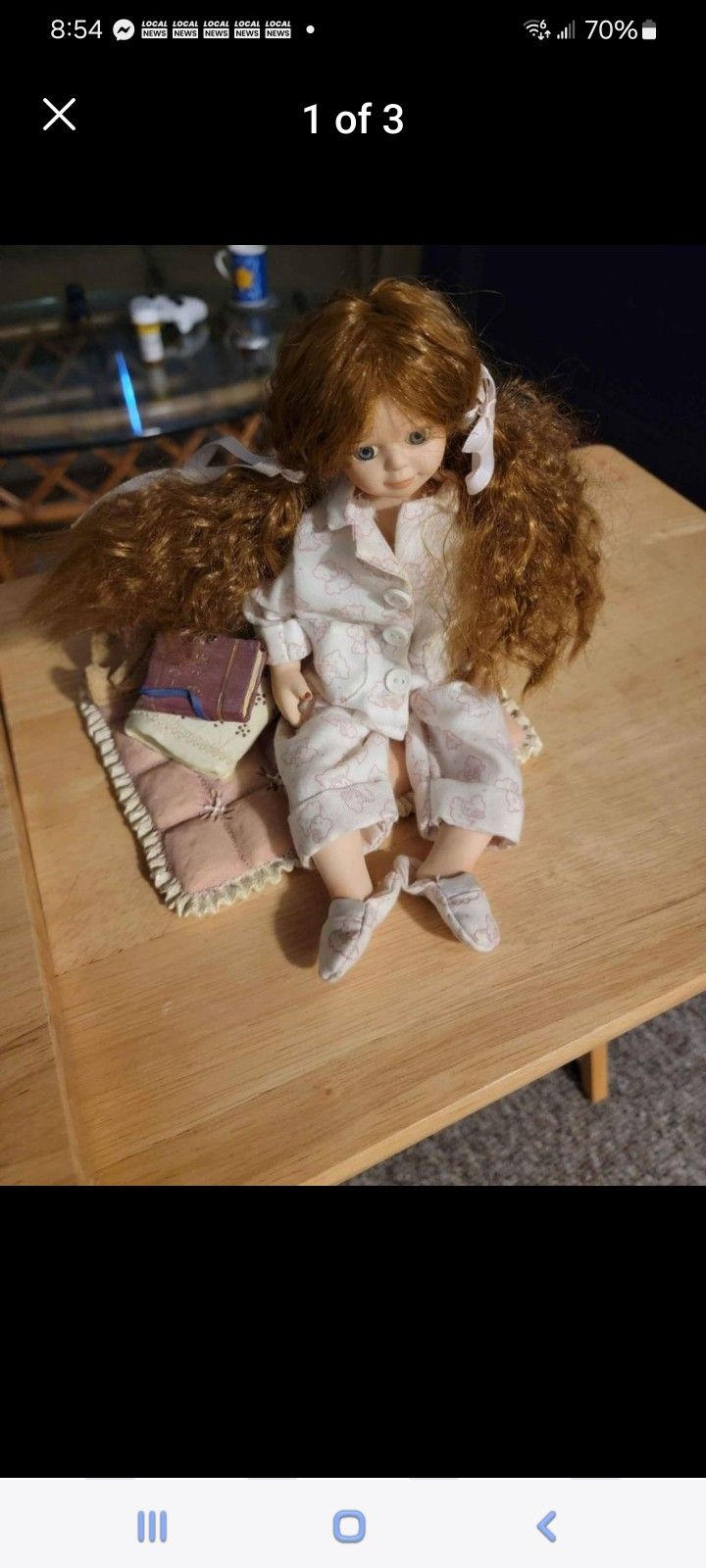 Porcelain Doll Girl In Pajamas