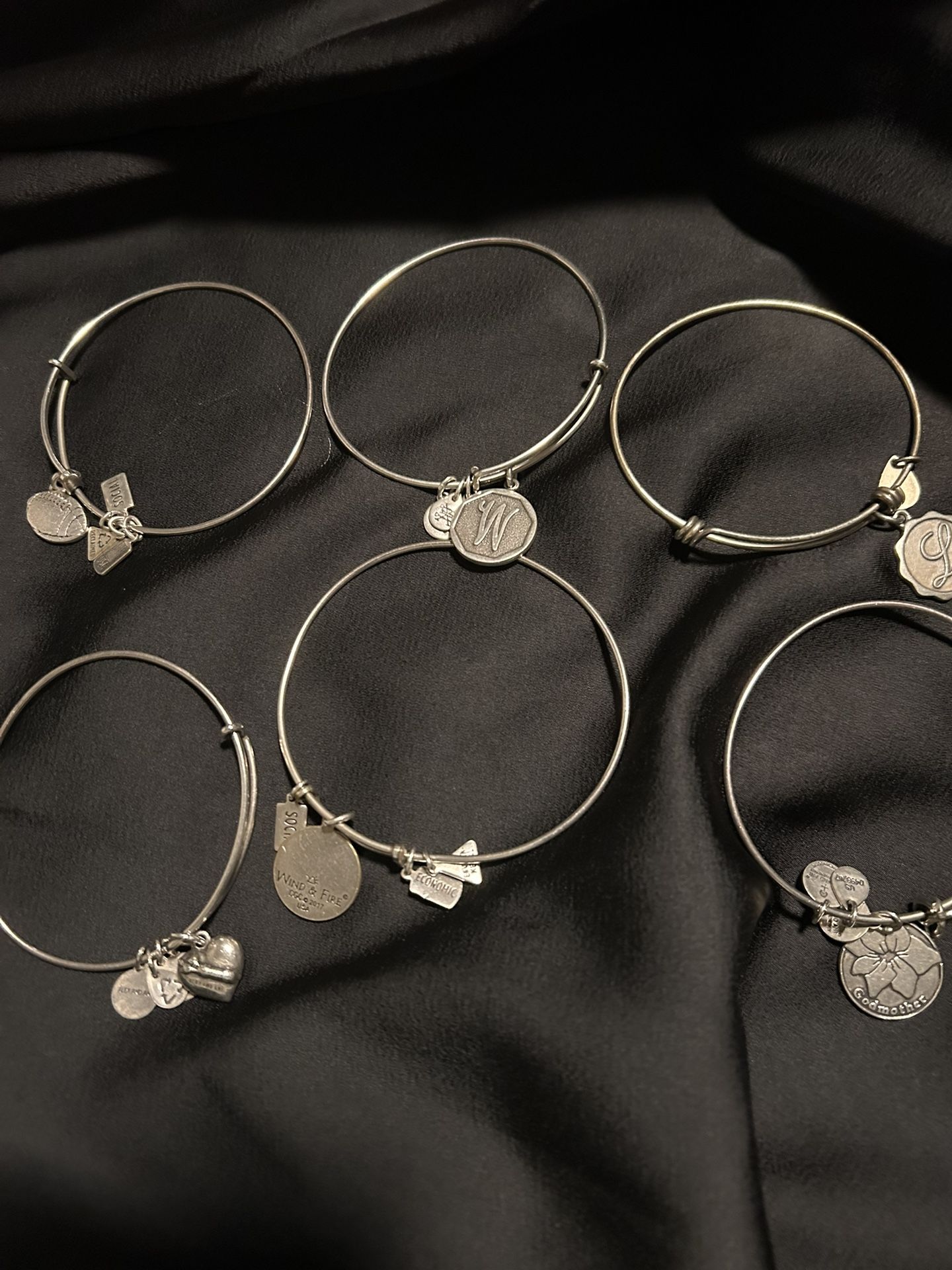 Charm Bangles Silver Tone Adjustables