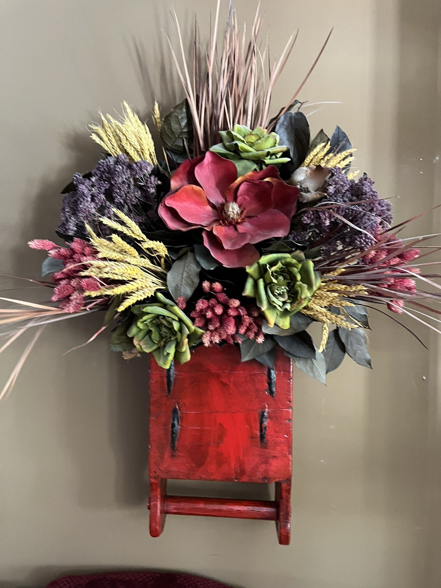 Amazing Large Red Farm House Wall Hanging
