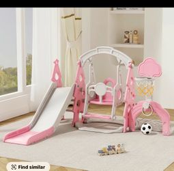 Kids play swing and slide