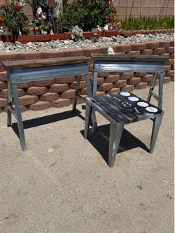Beautiful set of Folding Steel Saw Horses and Table.