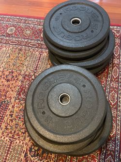Set of Rogue bumper Olympic weights plates