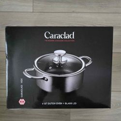Caraclad Hex Nonstick Stainless Aluminum 4qt Dutch Oven glass Lid