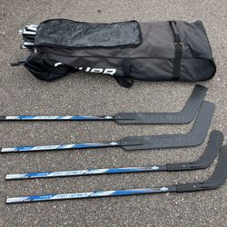  Bauer Hockey Bag With 40 Roller Hockey Sticks