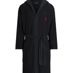  Polo Ralph Lauren Men's Thermal Hooded Robe (Black) Size L/XL 