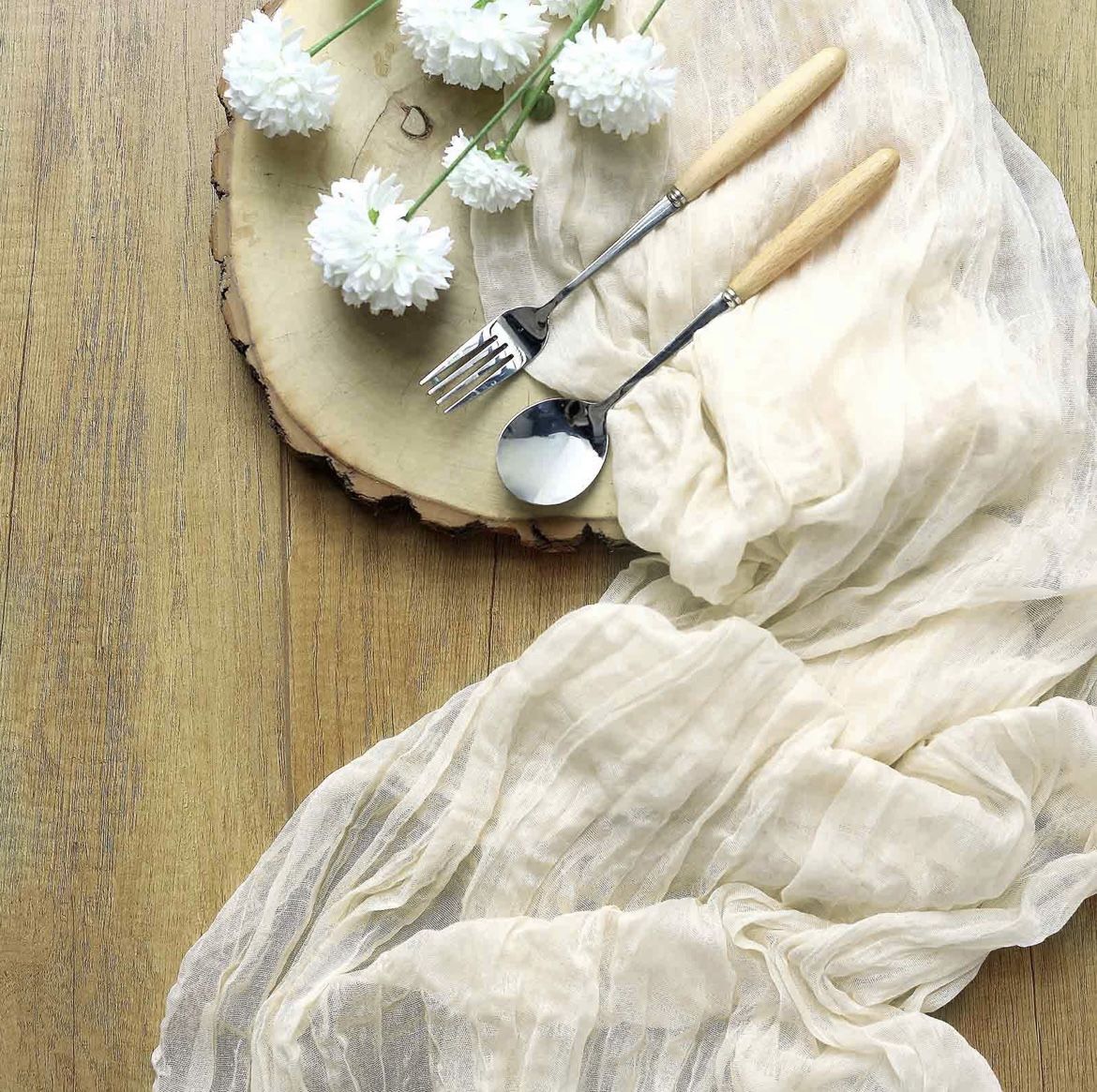 10ft Cream Gauze Cheesecloth Boho Table Runner - x13 available