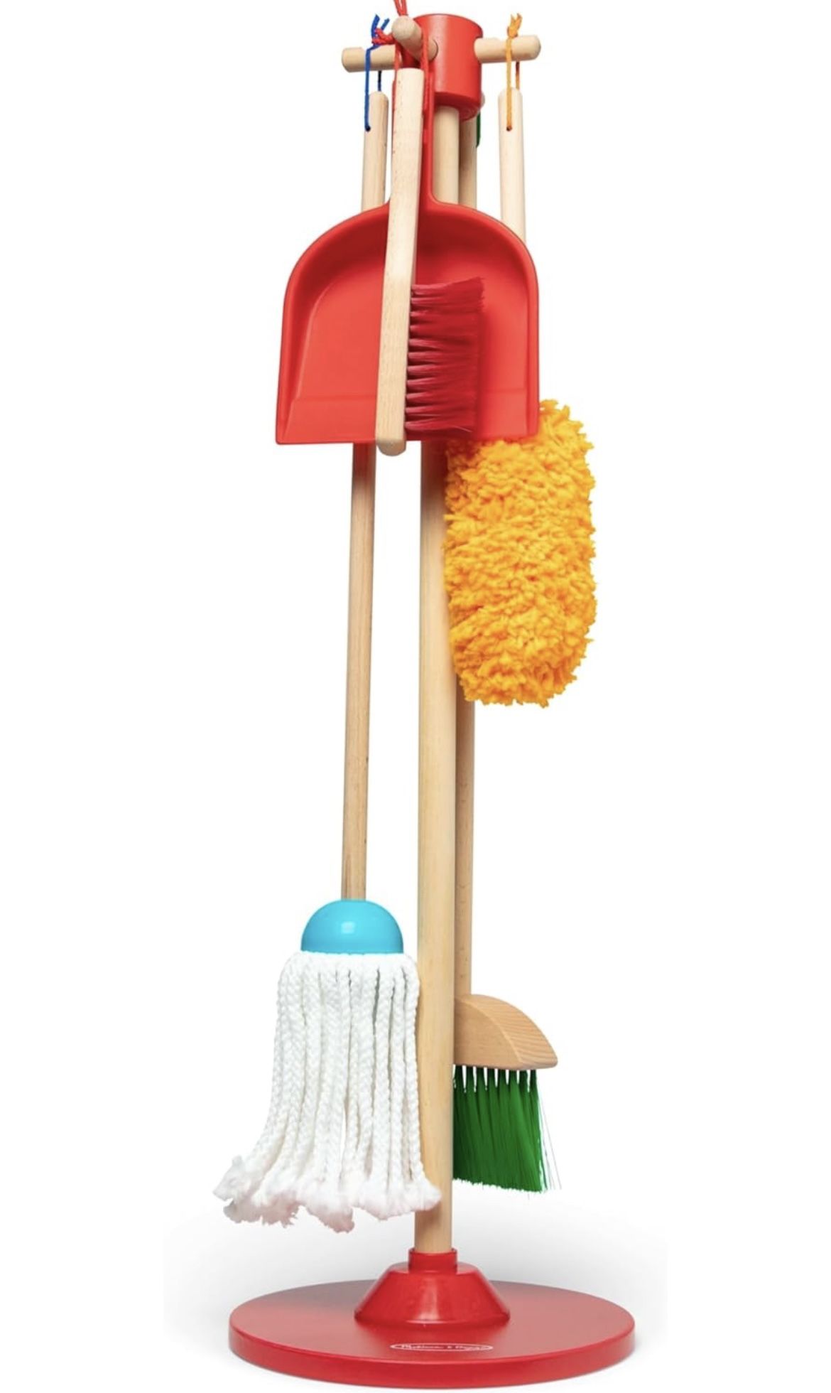 Melissa & Doug Dust! Sweep! Mop! 6-Piece Pretend Play Cleaning Set - Broom, Duster, Kid-Sized Cleaning Toys For Boys and For Girls
