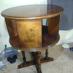 The Tobey Furniture Company ANTIQUE  Mahogany Librarian Book Shelf Rotating Drum Table 