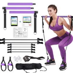 Limm Pilates Bar Kit - 3-Section Yoga Stick for Men & Women - Portable Home Gym Exercise Stick