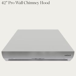 Wolf 42” Pro Wall Chimney Hood – Model PWC422418  💰 New in Box Price Today: $2,949 (With Warranty) 💰 MSRP: $3,360  Upgrade your kitchen with this pr
