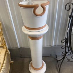Vintage porcelain plant stand and pot