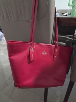 Coach Tote Purse Red Leather Bag