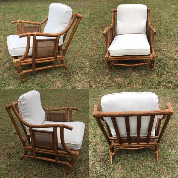 Vintage Mid Century Rattan Wicker Chair 60s Vogue Casual Tiki Style for