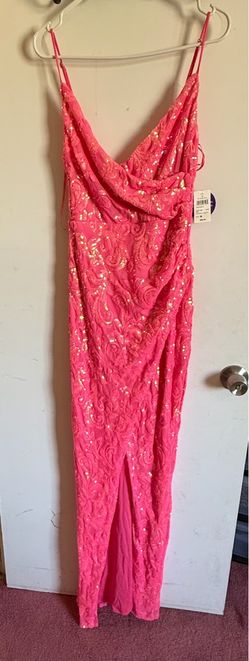 Hot Pink Sequin Maxi Formal Dress