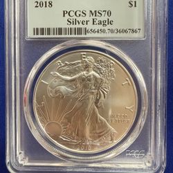 2018 1oz PCGS MS70 EAGLE SILVER COIN 