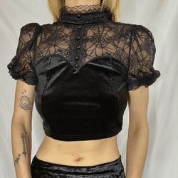 Gothic velvet T-shirt that has spider lace