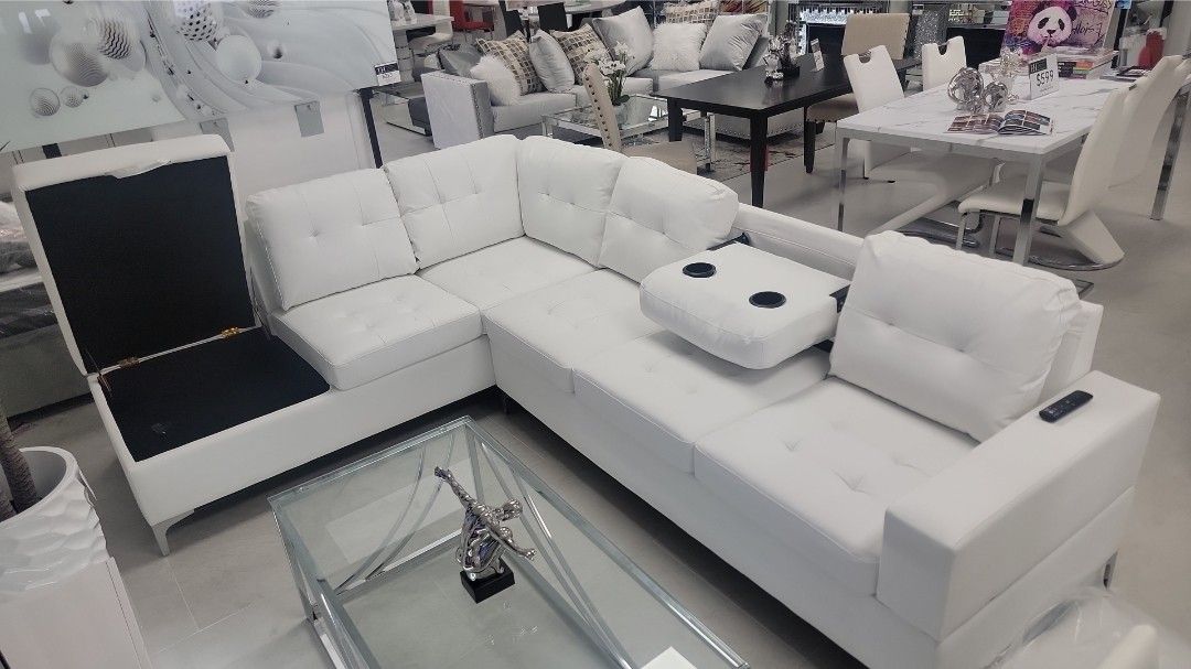White Sectional Sofa 🛋 Leather Couch NEW