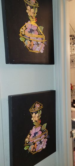 Floral Geometric Canvas Wall Art Set of 2