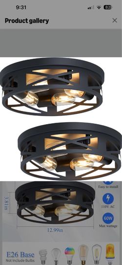 Flush Mount Ceiling Light Fixture,14 inch 4-Light Ceiling Light Fixture for Hallway, Black Hallway Light Fixtures Ceiling,Light Fixtures Ceiling Mount