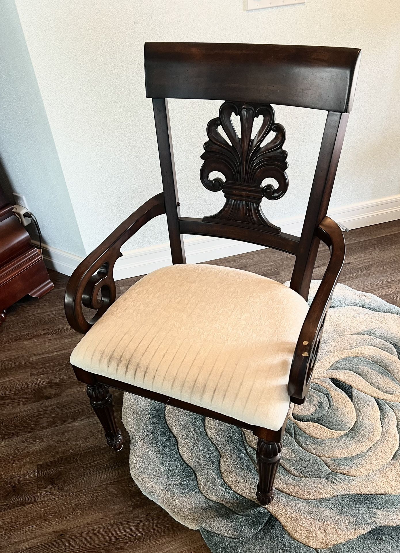 Ethan Allen Stationary Solid Wood Arm Chair - Recover Project