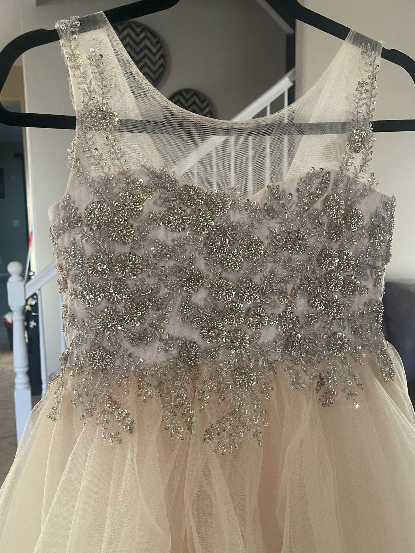 Girls' Special Occasion Tulle Tiered Dress with lace appliqué