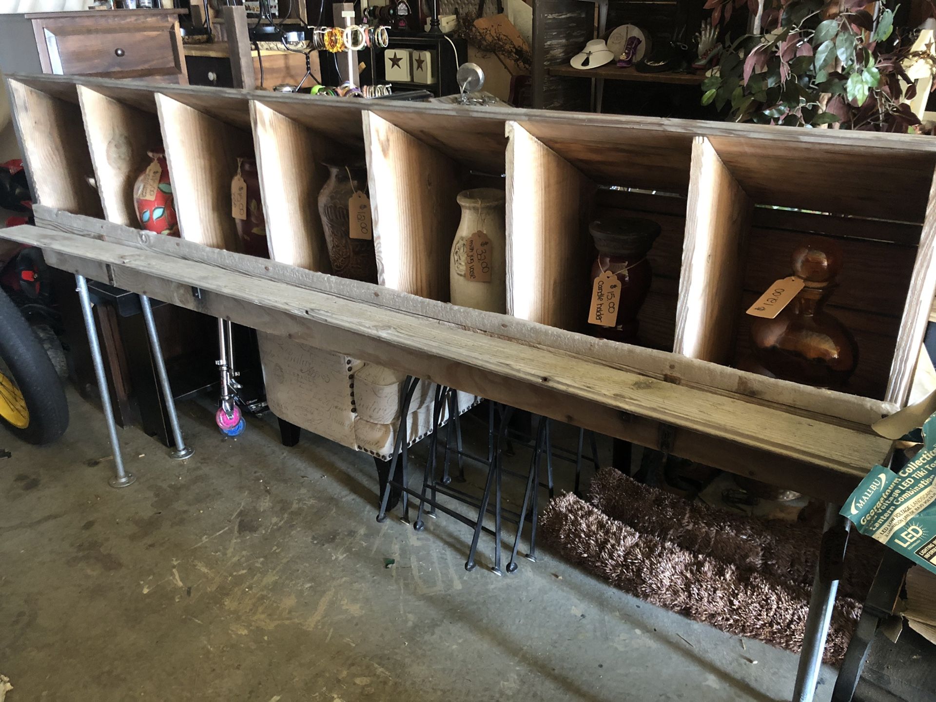 Repurposed chicken nester entry table