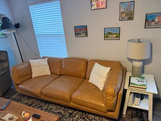 Article Timber Leather Sofa