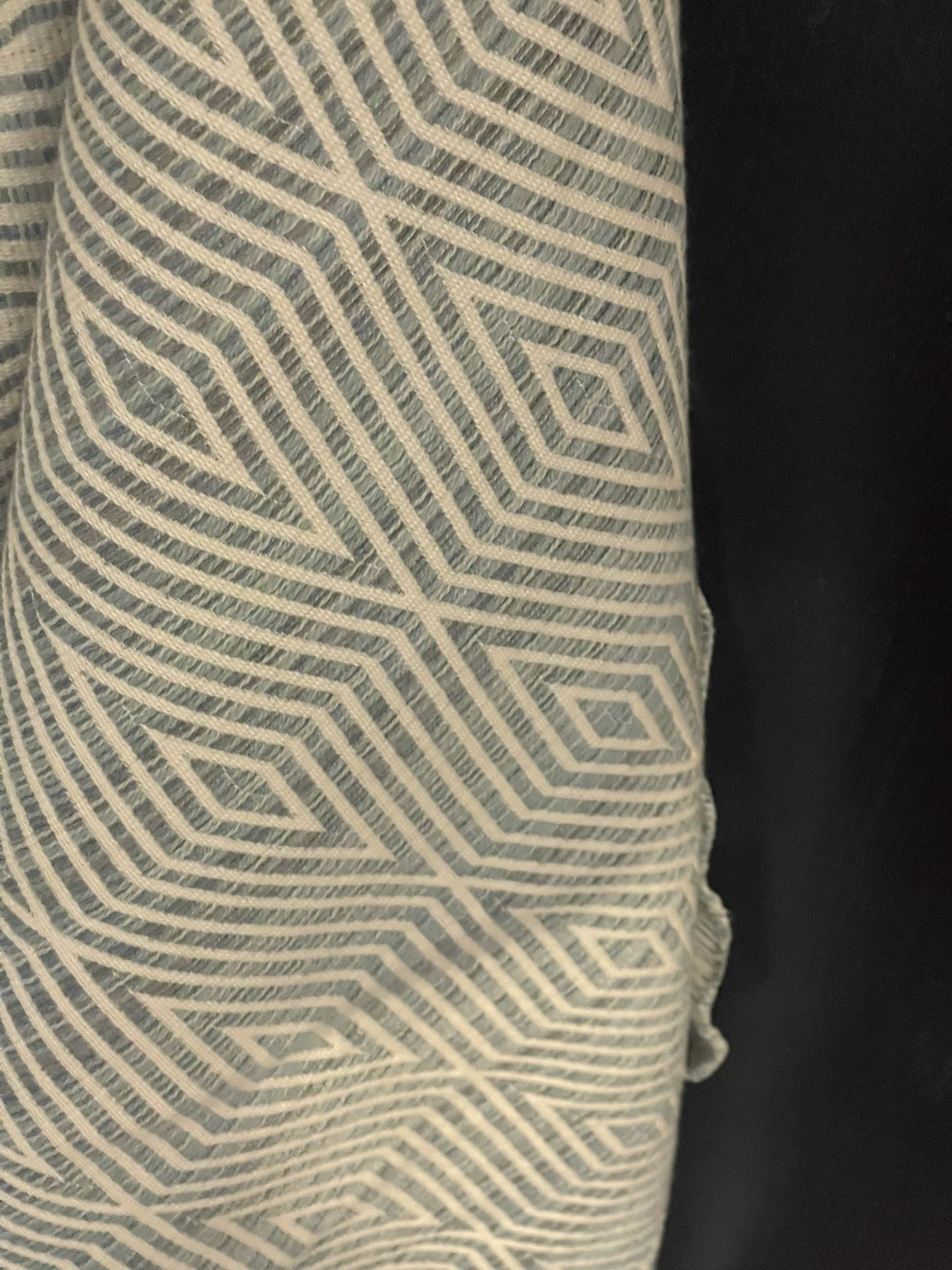 Geometric Blue And White Upholstery Fabric