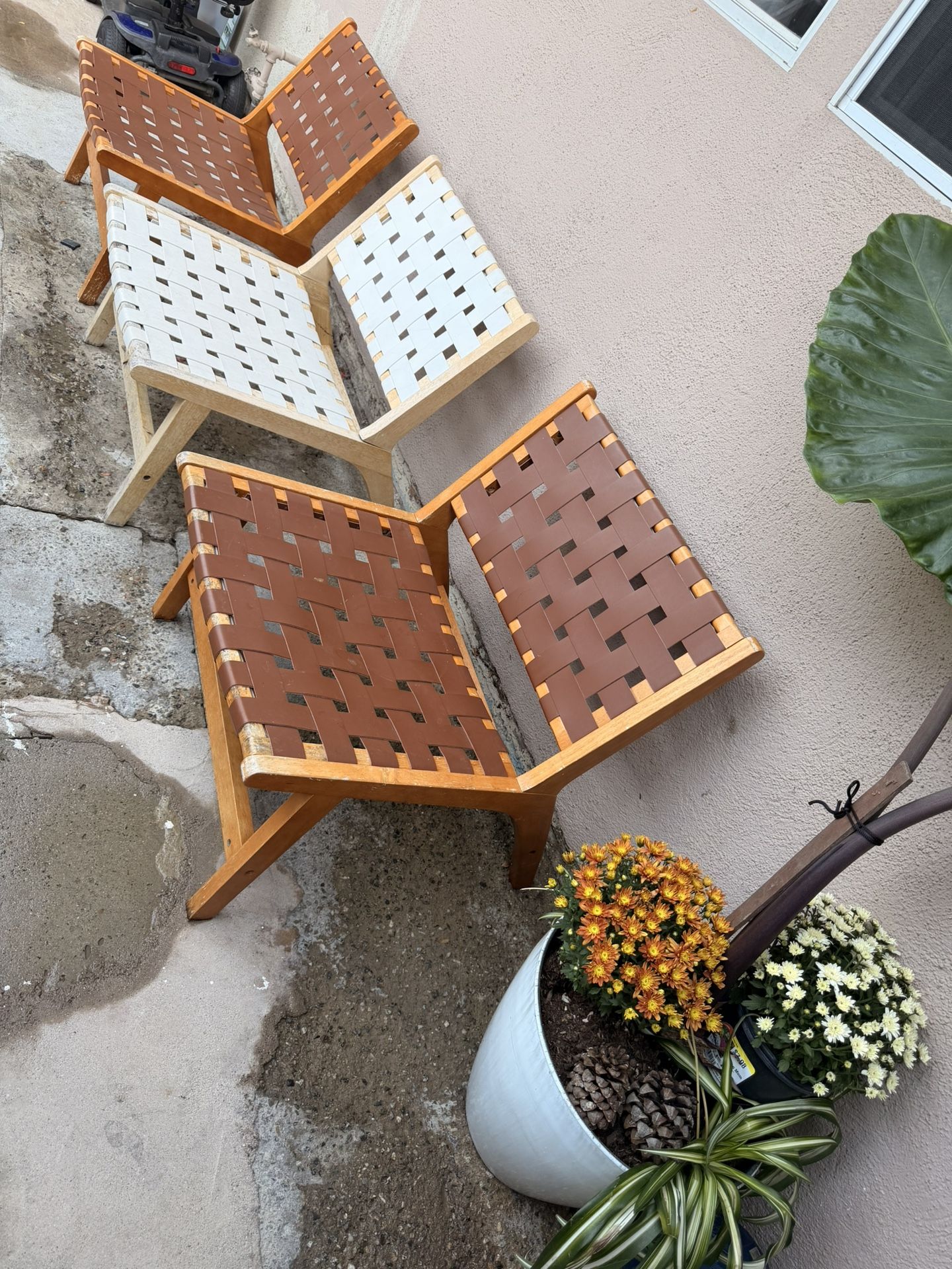 Patio Garden Faux Leather Wood Bistro Seats