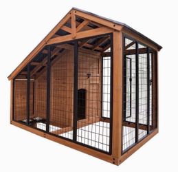 Backyard Discovery 7' x 5' Cedar Wood Dog Kennel w/ Feeding Door Brand New In Box