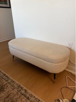 Storage bench/ottoman with Gold Tipped Legs
