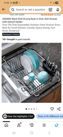 Black Dish Drying Rack in Sink, Dish Drainer with Utensil Holder
Over The Sink Expandable Stainless Steel Strainer Dryer Rack for Small Kitchen, Count