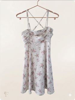 White Floral Mini Dress with Criss-Cross Back