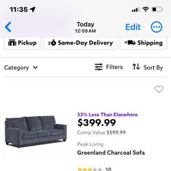 Brand New Couch Still Wrapped In Plastic/ Charcoal Gray $200