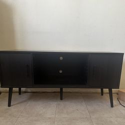 Furinno for 55-Inch TV, Entertainment Center with 2 Warehouses and Open Shelves, Mid-Century Modern Style TV Stand, Espresso