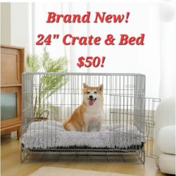 New In Box 2 Door Sm'md Dog Crate 2 Doors With Tray $40/ Add A Reversable Washable Cat / Dog  Bed $10 