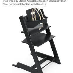Tripp Trapp by Stokke Adjustable Wooden Black Baby High Chair 