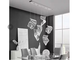 Finesse Decor Acrylic Lace 6-Light Dimmable Integrated LED Chrome Laces Chandelier NEW