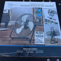 Mainstays 20" High Velocity Floor Fan 3-Speed 5280 CFM Metal NEW