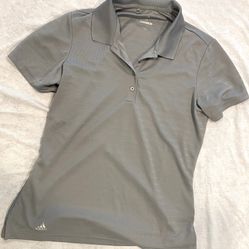 Adidas Polo Woman's Size Medium Gray Short Sleeve Collard Athletic Golf Shirt