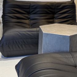   51.5'' Loveseat Lazy Leather Sofa Bean Bag Chair Floor Sofa