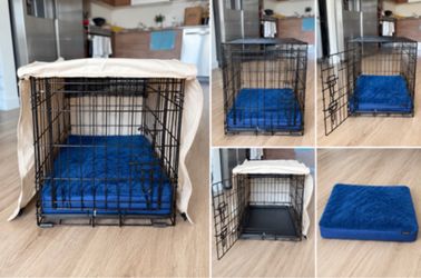 24” Dog Crate + Orthopedic Bed & Cover – 3-Piece Set