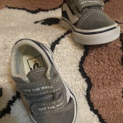 Original gray blue and white vans size 2 toddler Light new