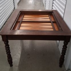 Vintage Chess & Backgammon Game Table