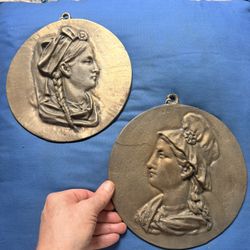 Antique French Bronze Large Medallions