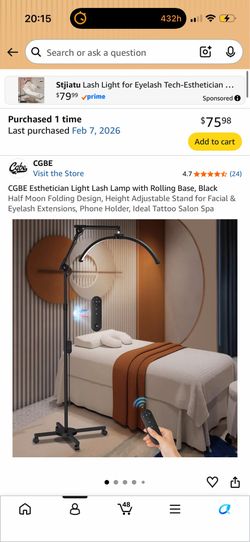 CGBE Esthetician Light Lash Lamp with Rolling Base,