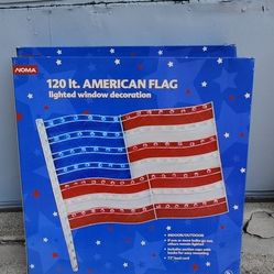 American Flag Lighted Window Decor 