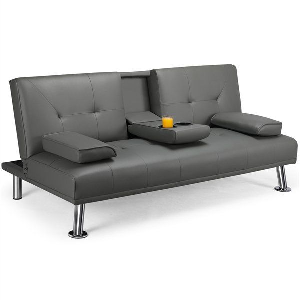 Modern Leather Futon Couch Sofa Bed Sleeper Sofa 